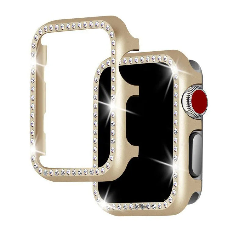Aluminium alloy diamond protective case for Apple Watch in silver, black, rose gold, rose pink and gold colours