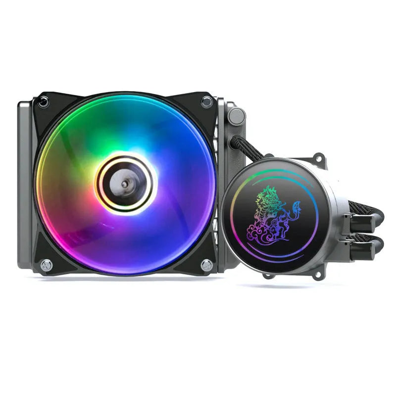 Kirin 240mm computer CPU water cooling radiator with colourful ARGB fans on copper-aluminium radiator