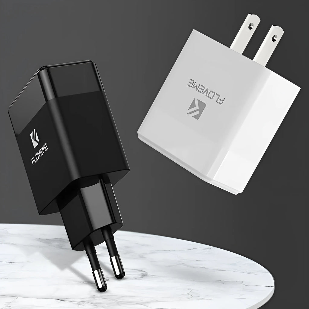 European and American standard travel charger for mobile phone fast charging in black colour