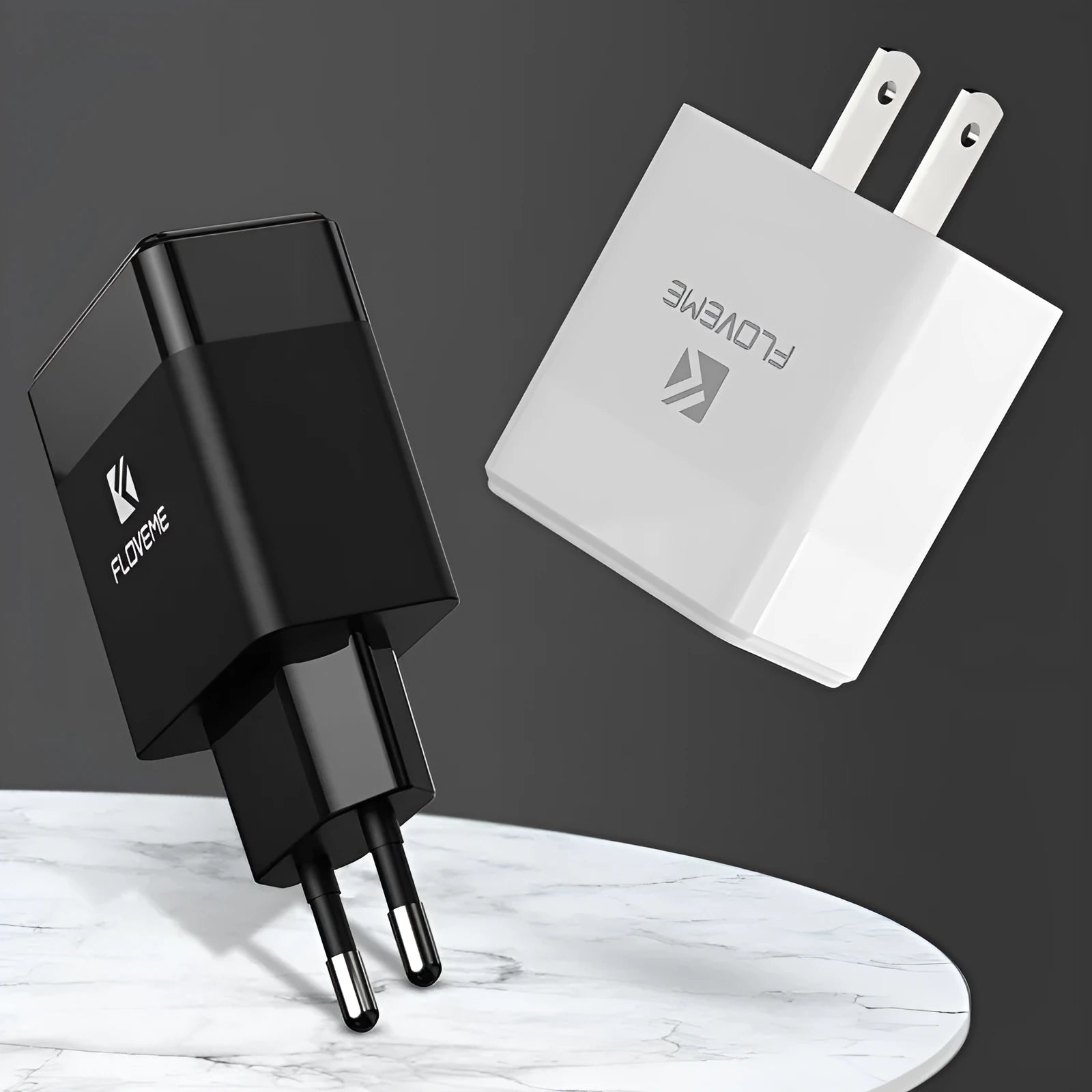 European and American standard travel charger for mobile phone fast charging in black colour