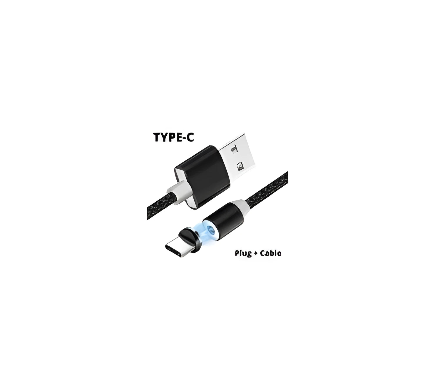 Black magnetic fast-charging cable with interchangeable USB-C, Micro-USB, and Lightning tips