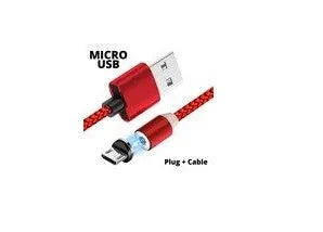 Black magnetic fast-charging cable with interchangeable USB-C, Micro-USB, and Lightning tips