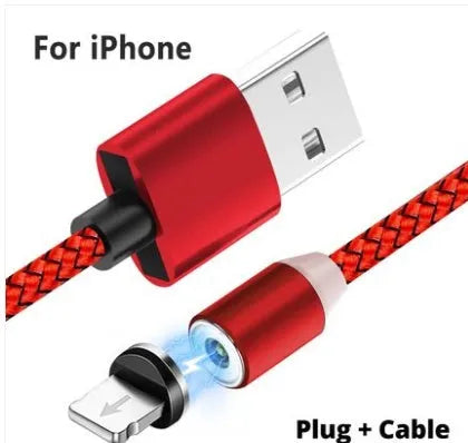 Black magnetic fast-charging cable with interchangeable USB-C, Micro-USB, and Lightning tips