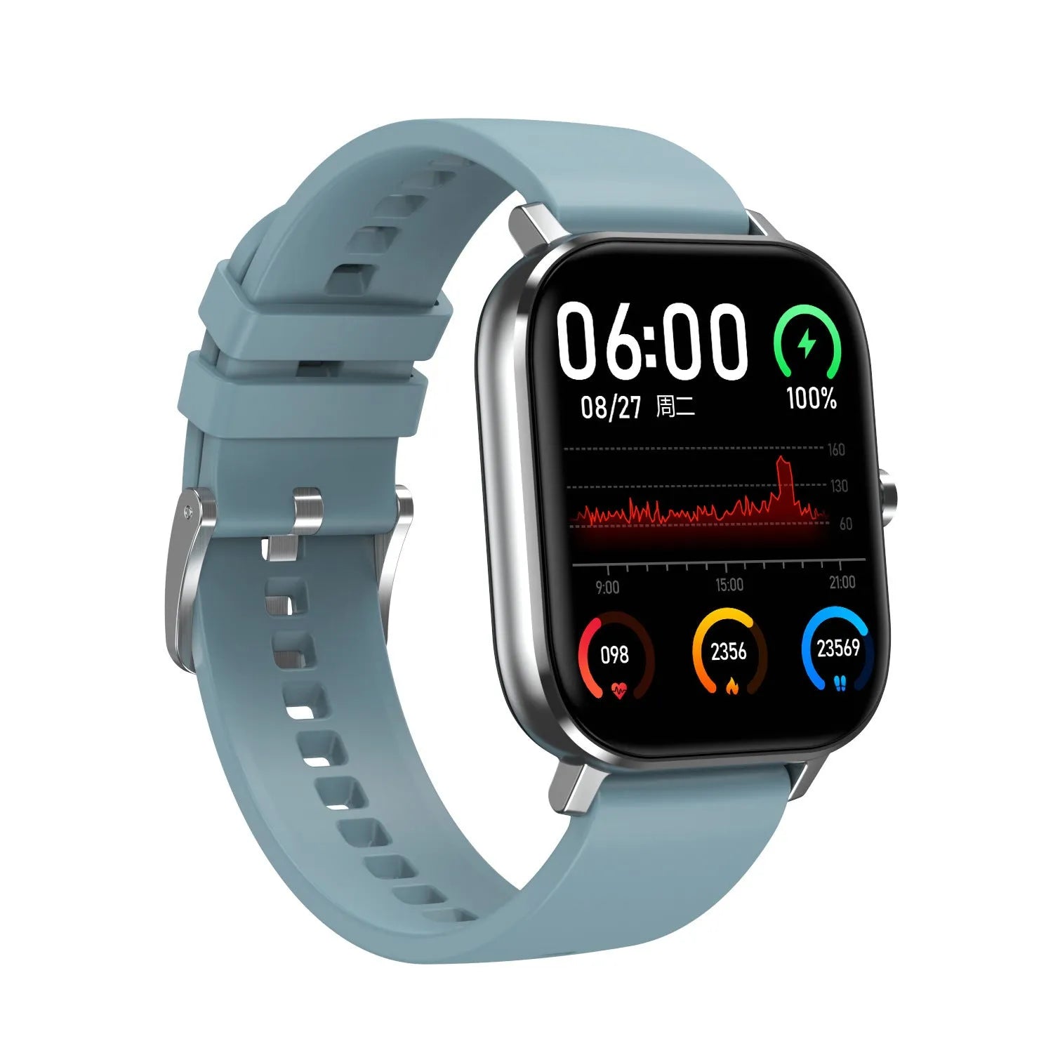 Smart bracelet with 1.54-inch screen on a wrist, showing health metrics, available with silicone or steel mesh strap.