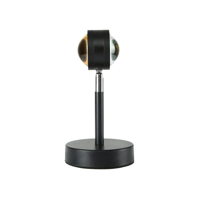 Black USB dual-head sunset rainbow projection lamp with touch control showing four colour changes