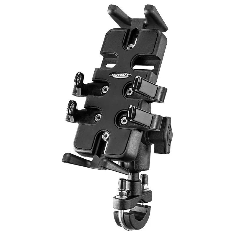 Black nylon motorcycle bicycle phone navigation bracket with U-shaped universal handlebar clamp