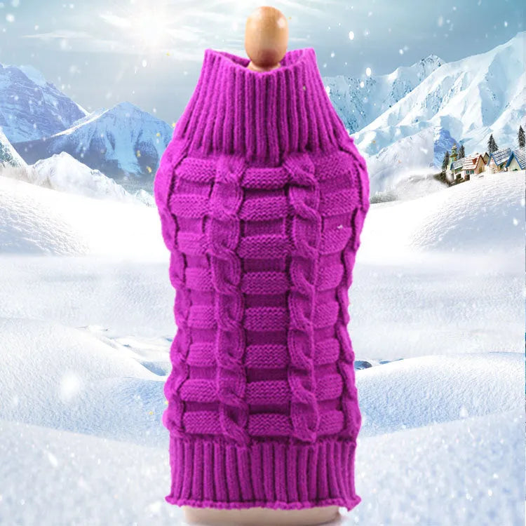 Wool cashmere twisted rope pet sweater for dogs in multiple sizes and colour options