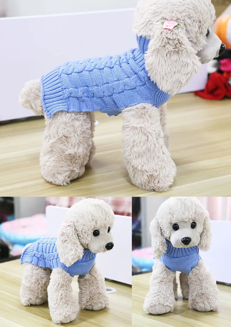 Wool cashmere twisted rope pet sweater for dogs in multiple sizes and colour options