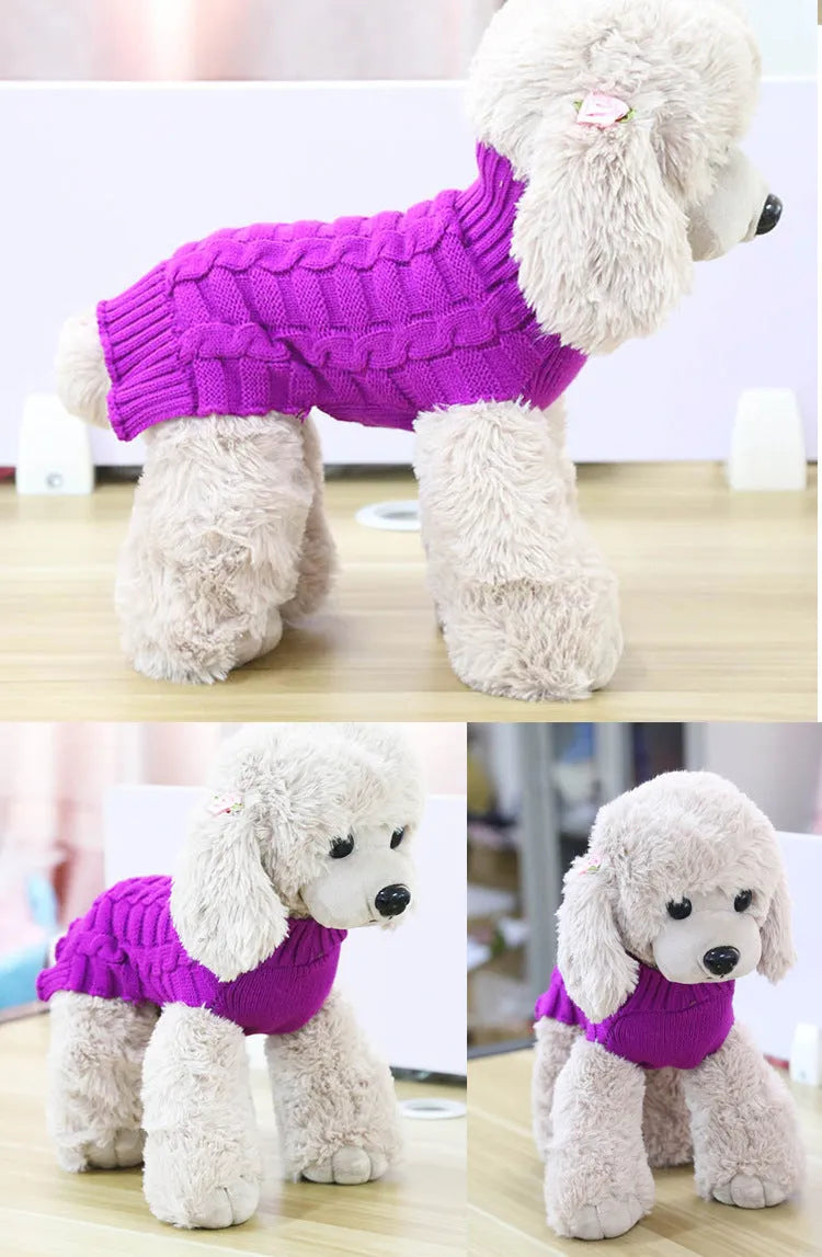 Wool cashmere twisted rope pet sweater for dogs in multiple sizes and colour options