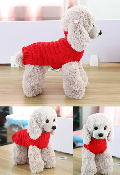 Wool cashmere twisted rope pet sweater for dogs in multiple sizes and colour options
