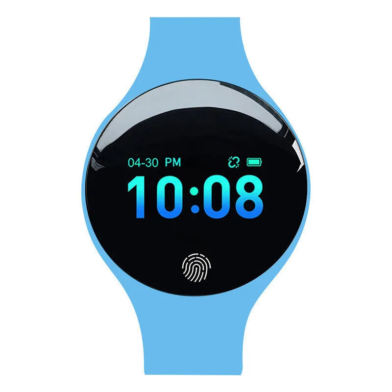 Bluetooth smart watch with 0.66 inch screen and vibrating alarm on adjustable band
