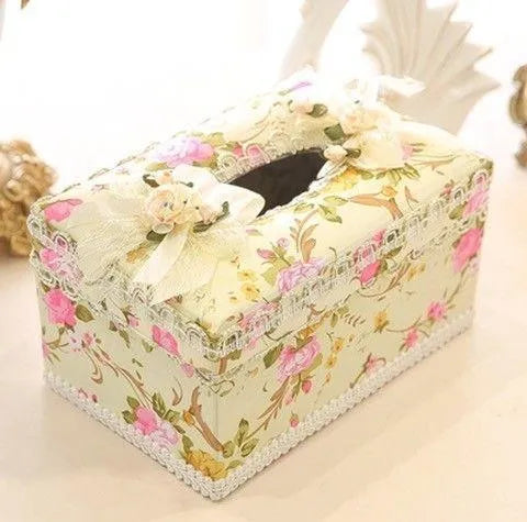 Ceramic jewellery and tissue box in bright colour with earring and ring compartments