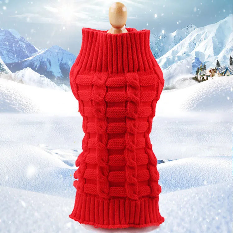 Wool cashmere twisted rope pet sweater for dogs in multiple sizes and colour options
