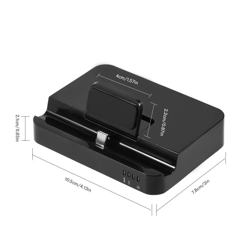 Black USB-C mobile phone dock converter for connecting phones to HD displays.