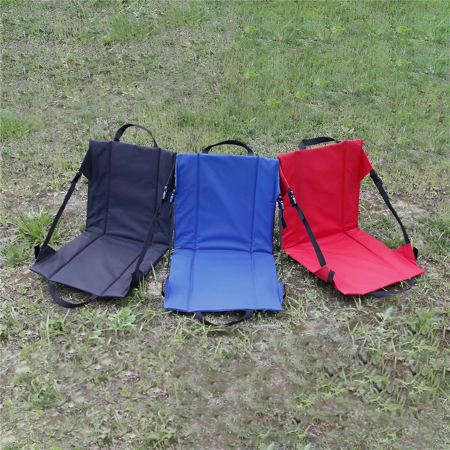 Portable outdoor folding chair with backrest in 600D Oxford cloth, 41x40cm, royal blue