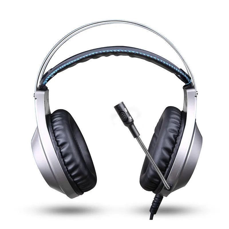 Black wired computer headset with USB plug and head-mounted design featuring a microphone.