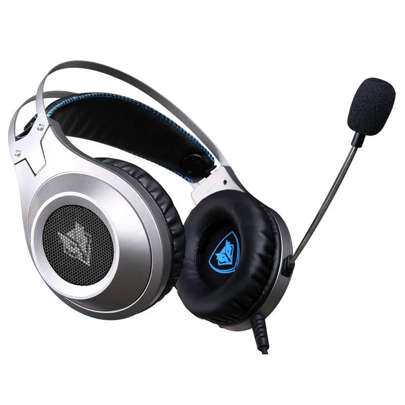 Black wired computer headset with USB plug and head-mounted design featuring a microphone.