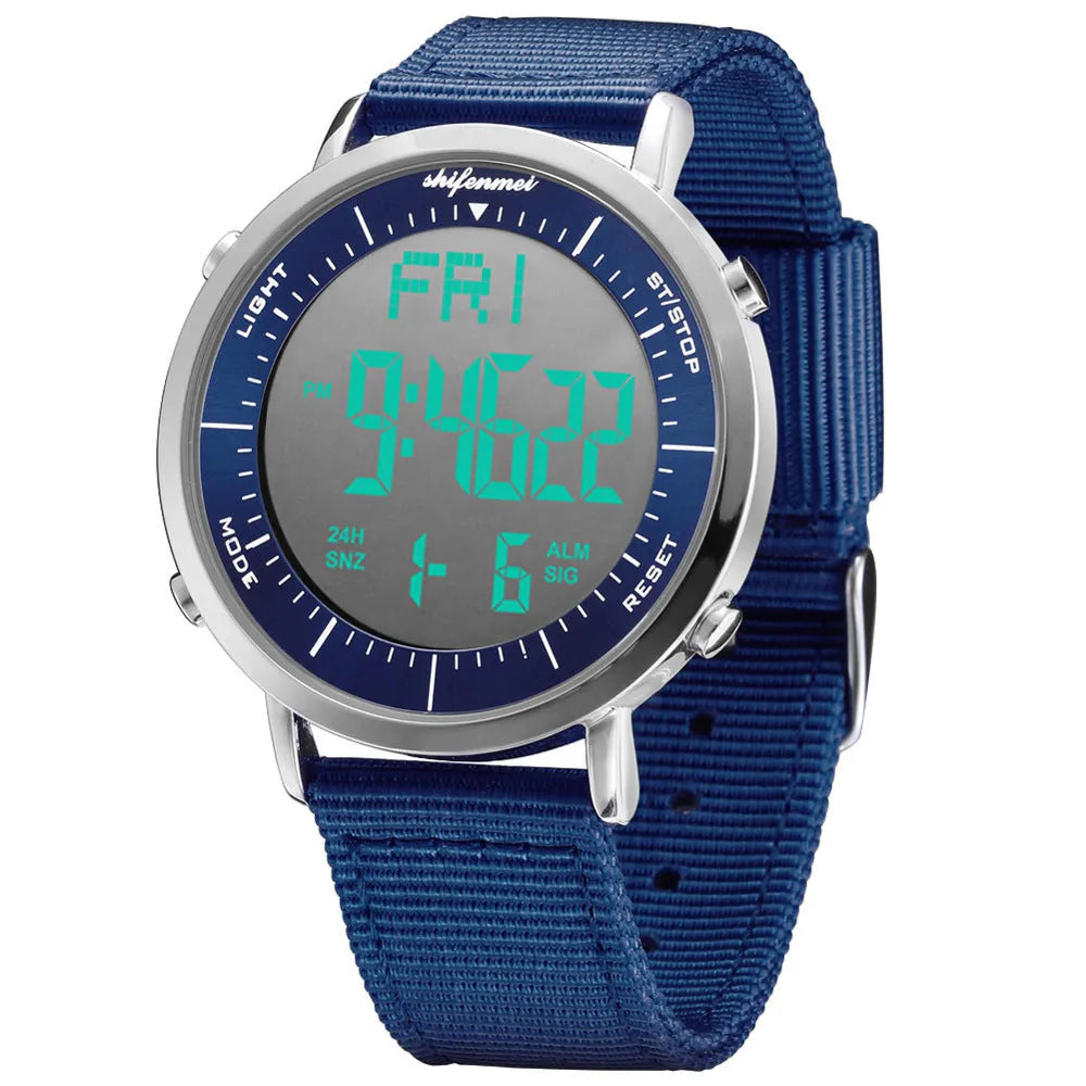 Shifenmei digital sports waterproof watch showing time display with casual design