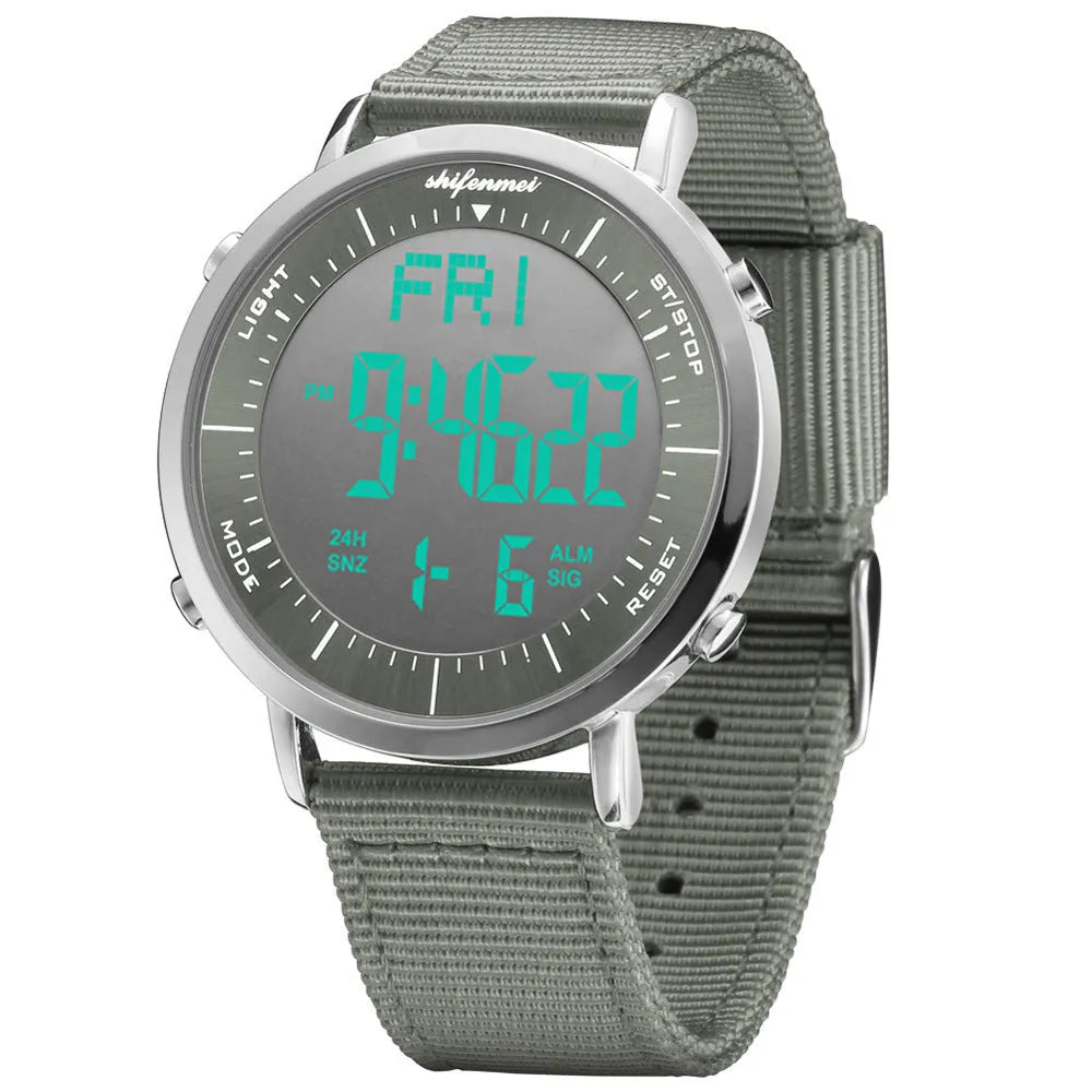 Shifenmei digital sports waterproof watch showing time display with casual design