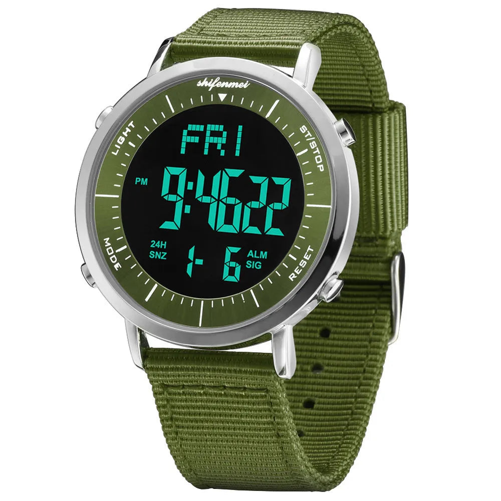Shifenmei digital sports waterproof watch showing time display with casual design