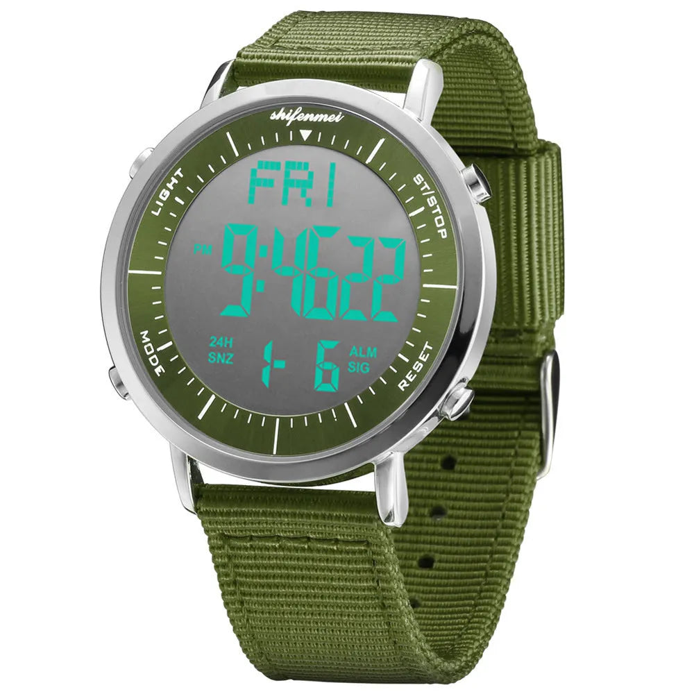 Shifenmei digital sports waterproof watch showing time display with casual design