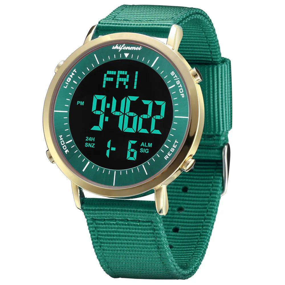 Shifenmei digital sports waterproof watch showing time display with casual design
