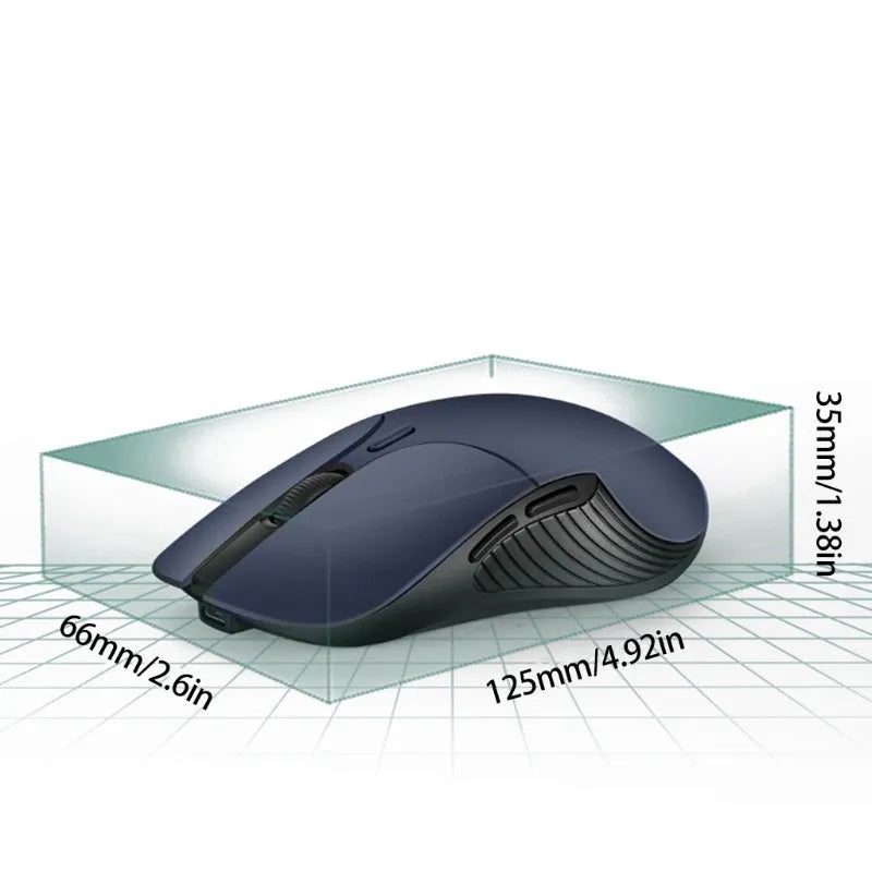 Blue wireless voice translation mouse with 2.4GHz USB receiver on desk