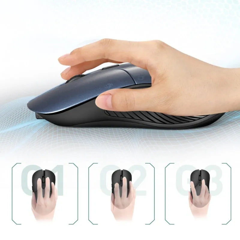 Blue wireless voice translation mouse with 2.4GHz USB receiver on desk