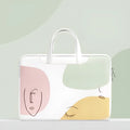 Blue PU leather laptop bag with zipper opening and soft handle for waterproof protection