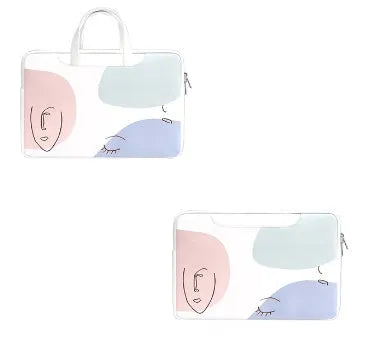 Blue PU leather laptop bag with zipper opening and soft handle for waterproof protection