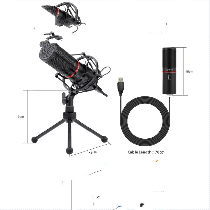Black bar-style USB live broadcast microphone for game streaming and studio singing