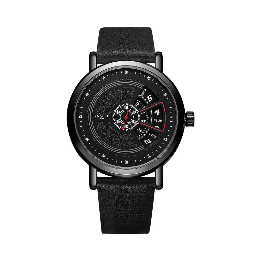 Men's waterproof quartz watch with mineral glass face and metal case showing pointer and number display