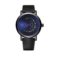 Men's waterproof quartz watch with mineral glass face and metal case showing pointer and number display