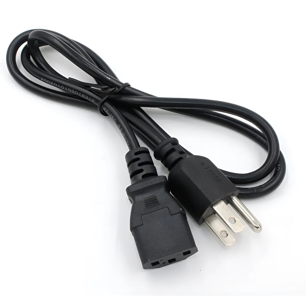 Black American standard plug power cord with a length of 1.2 metres.