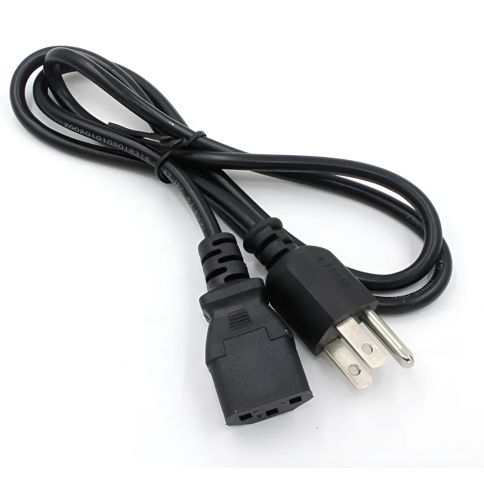 Black American standard plug power cord with a length of 1.2 metres.
