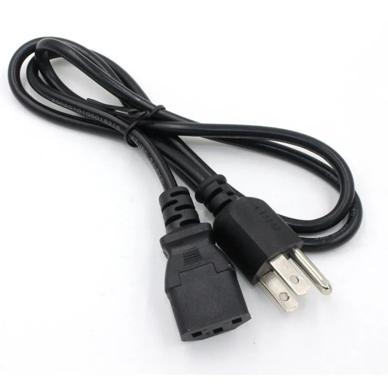 Black American standard plug power cord with a length of 1.2 metres.