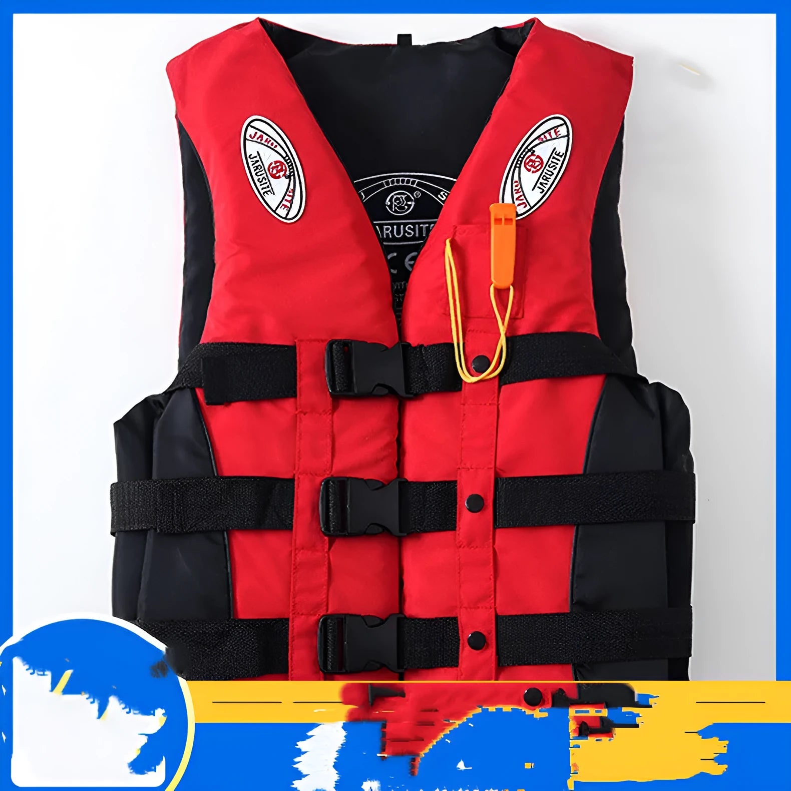 Universal adult life jacket vest in blue with 300D Oxford cloth and EPE buoyancy