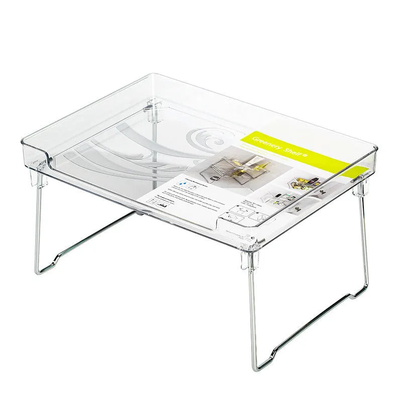 Transparent or white plastic kitchen supplies rack for desktop or cupboard storage organisation