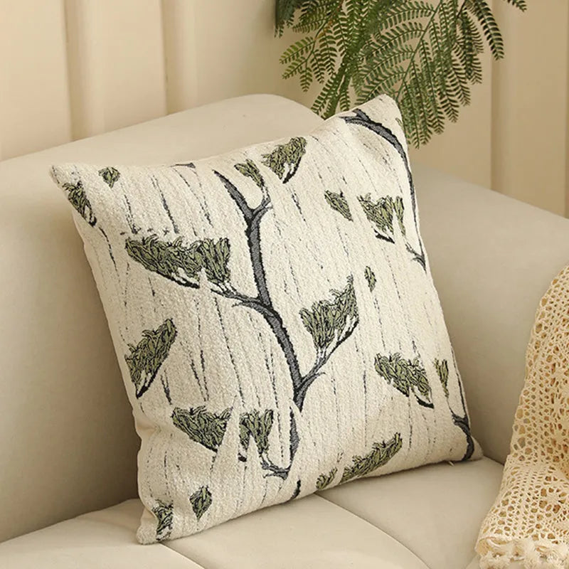 Square Jacquard cushion cover with yarn-dyed floral pattern in various colours, shown at 45cm size.