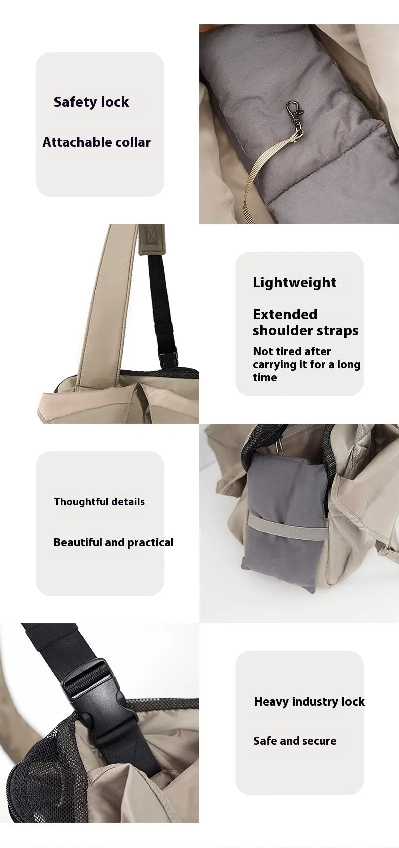 Apricot pet carrier bag with adjustable shoulder strap and side ventilation panels