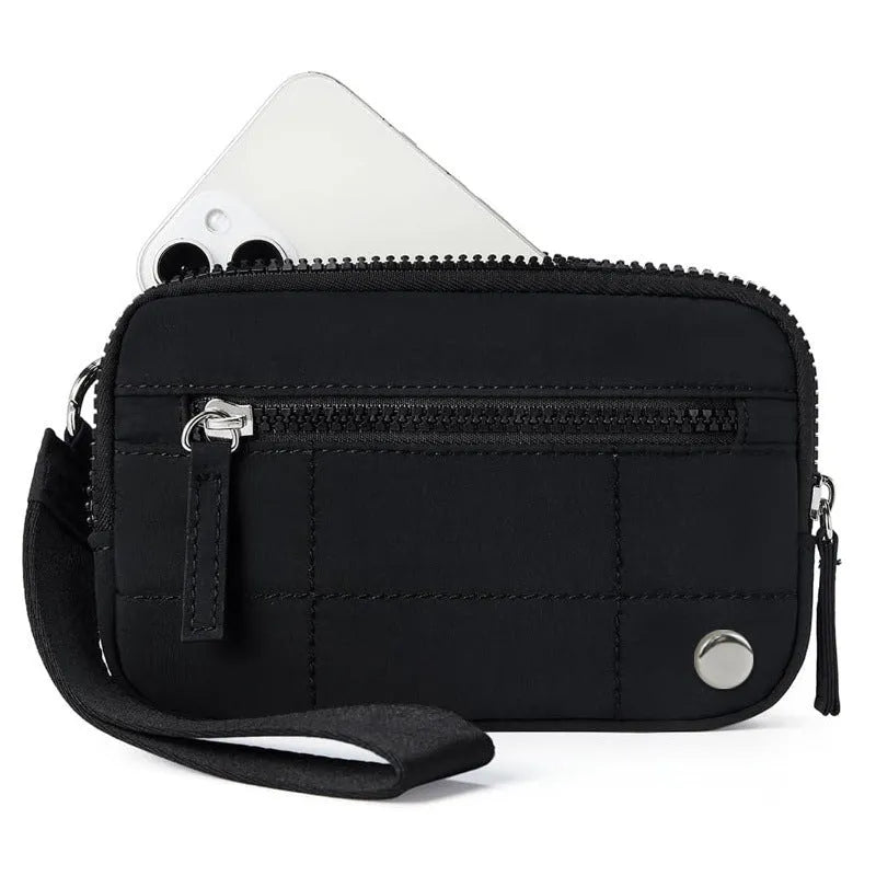 Waterproof quilted handbag with transparent front deck compartment in seven colour options