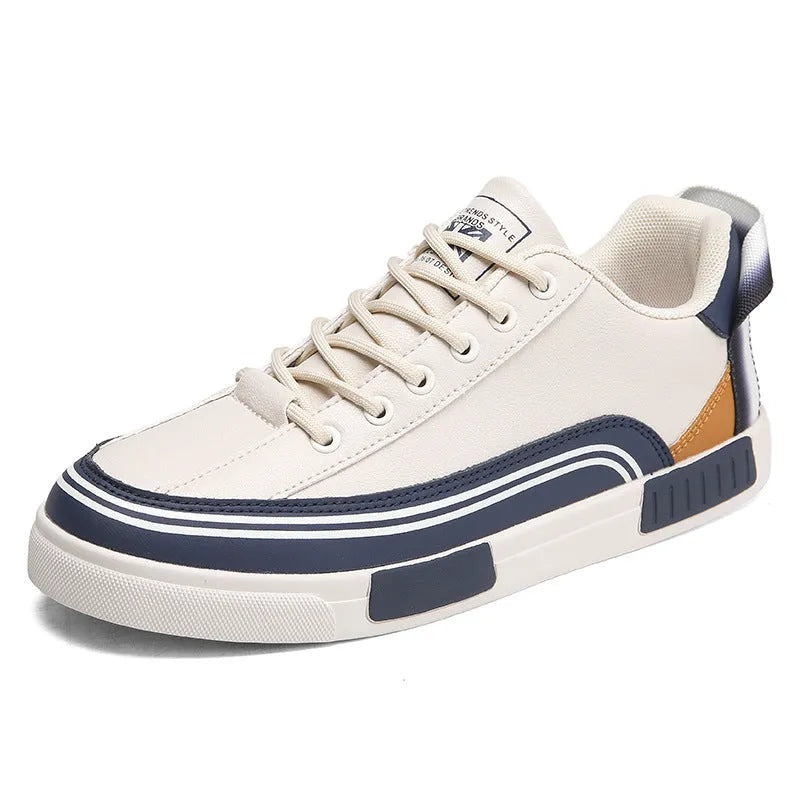 Men's beige, white and green canvas shoes with mesh sections and flat heels in sizes 39-47
