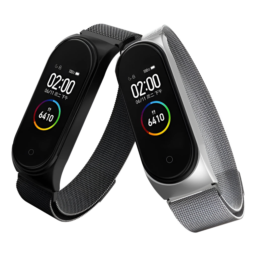 Milanese loop replacement belt for Xiaomi Mi Band 3 and 4 in stainless steel with magnetic closure