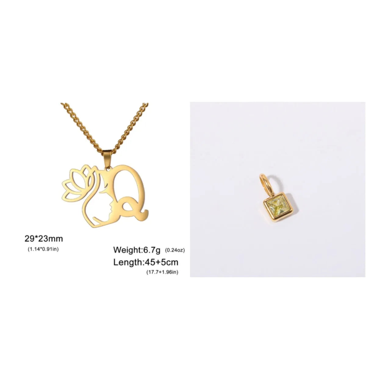 Stainless steel cross chain necklace with electroplated finish shown in gold and silver colour options