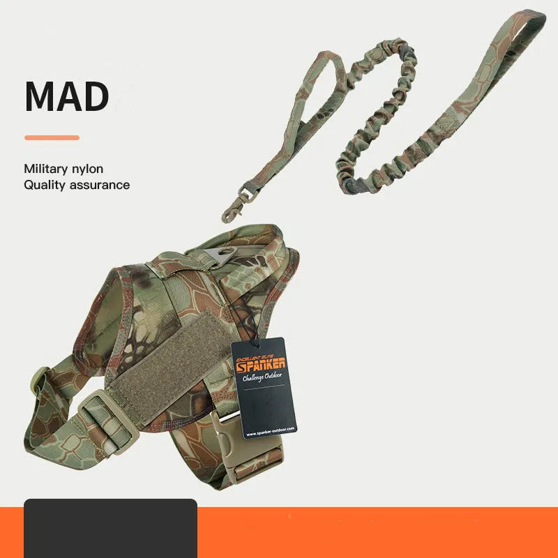 Large medium dog harness in 1050D nylon with UTX buckle and adjustable straps, available in multiple colours and sizes