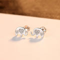 Geometric Korean silver-plated earrings in gold or silvery colour with gem setting