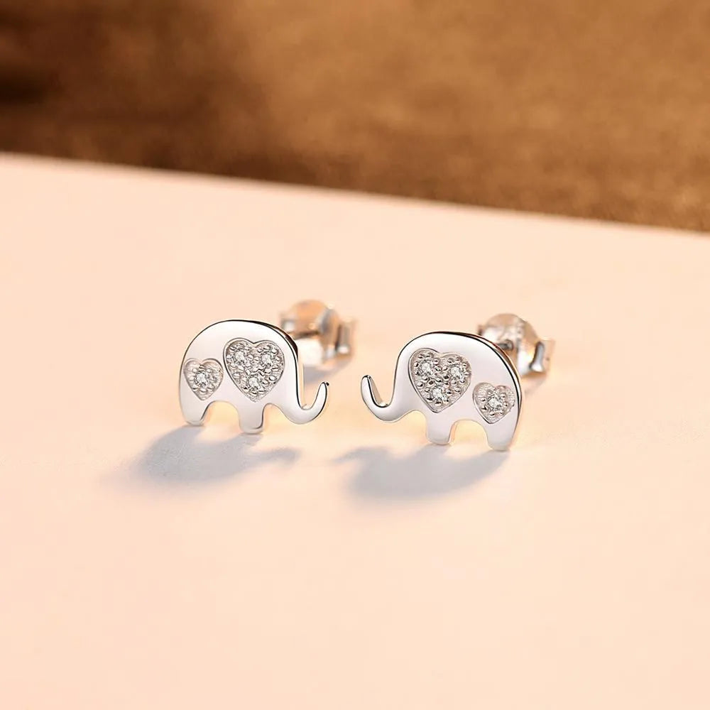 Geometric Korean silver-plated earrings in gold or silvery colour with gem setting