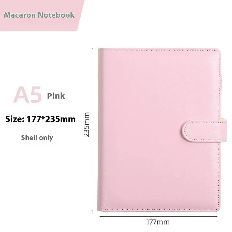A5 PU leather notebook binder with zipper closure in solid colour options