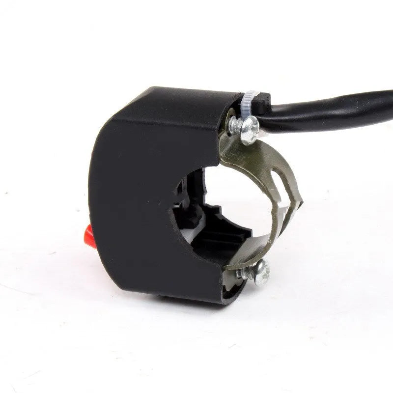 Black motorcycle handlebar switch with 22mm upper width and 50cm copper wire cord