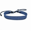 Denim fabric bracelet strap with leather adjustable cord in multiple colour options